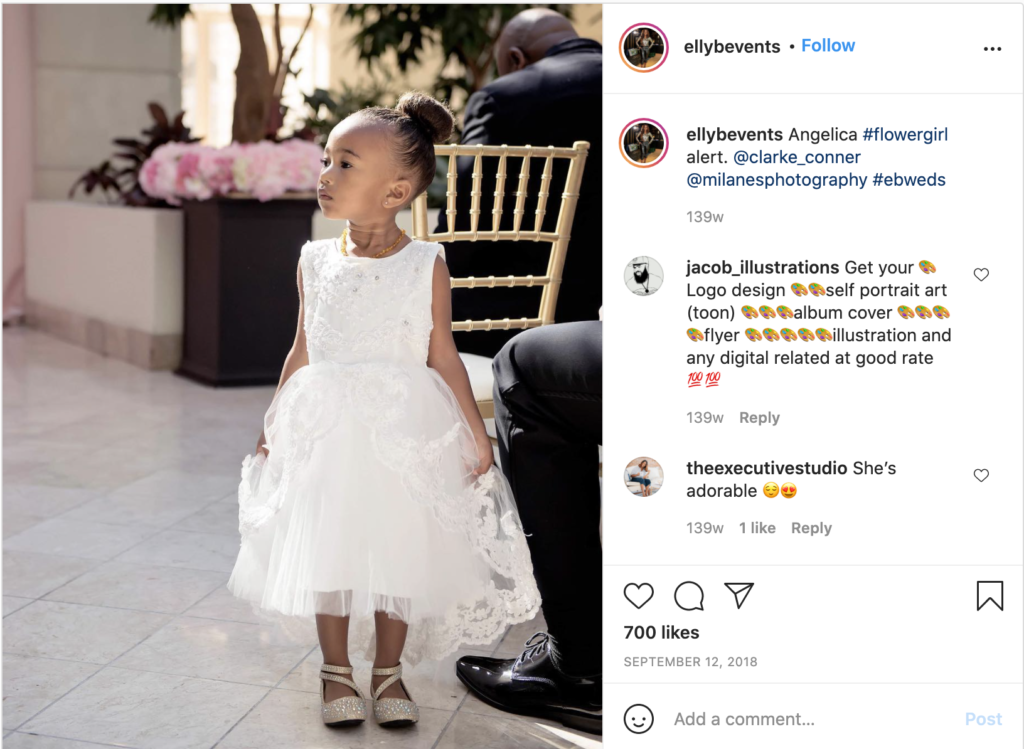 Flower girl ready for the wedding