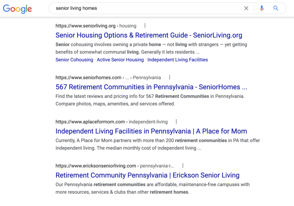 Senior living search