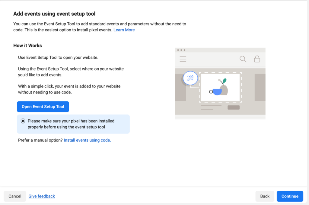 add events using event setup tool