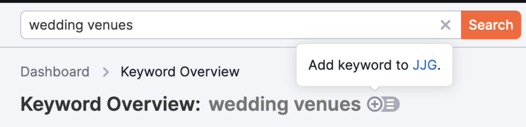 wedding venues on Semrush