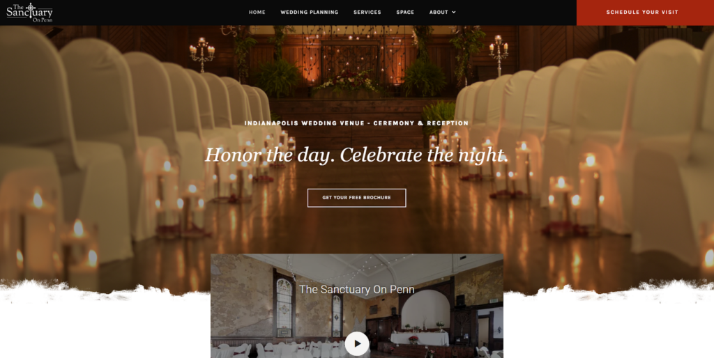 The sanctuary on penn for best wedding venue website design