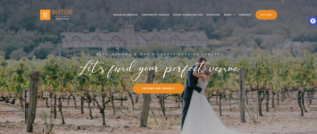 Milestone events group for best wedding venue website design