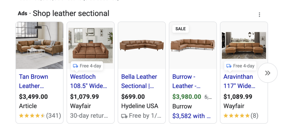Google will actually feature items on sale in green
