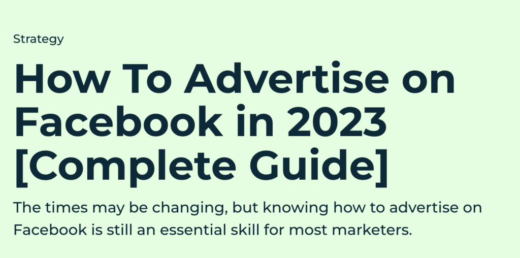How to advertise on facebook in 2023