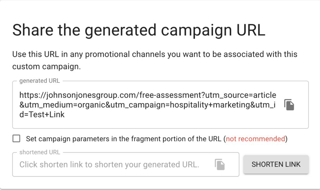 Share the generated campaign URL