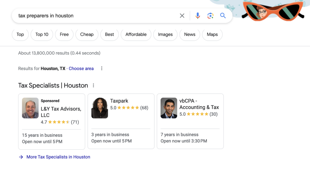 tax preparers in Houston google search