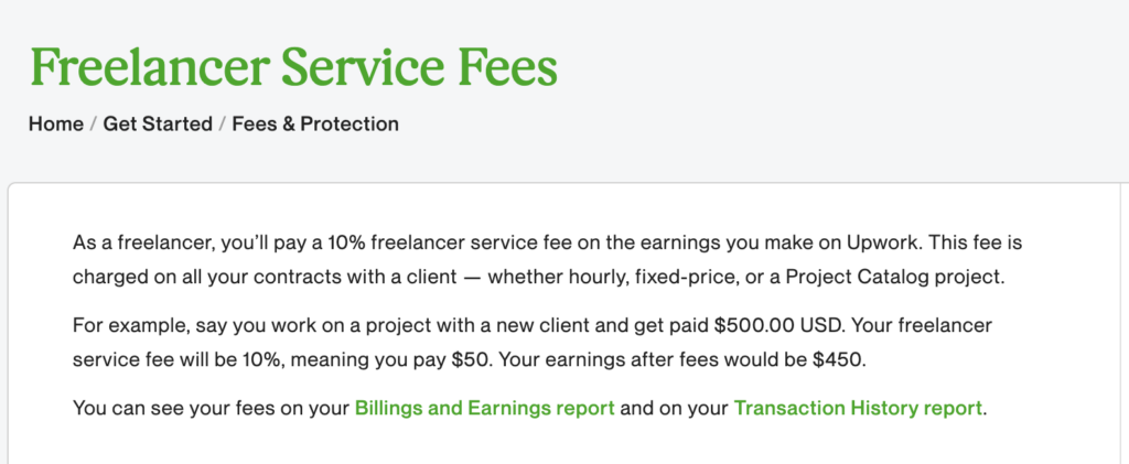 freelancer service fees