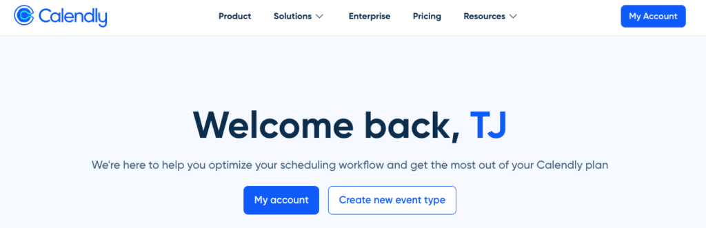 calendly welcome page