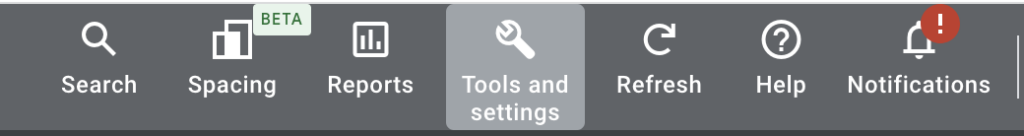 select tools and settings